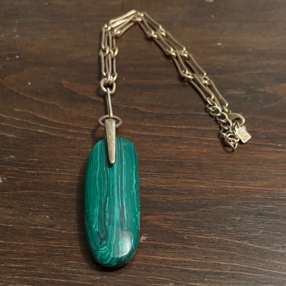 Emerald Green Pendant Necklace with Gold Chain